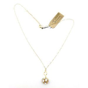 TALANA Clear Swarovski Crystal Orb on 18k Gold over Sterling Silver Necklace NWT